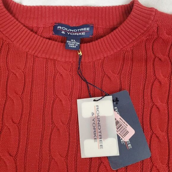 Mens RoundTree & Yorke Red XL Cable Sweater - Picture 5 of 8